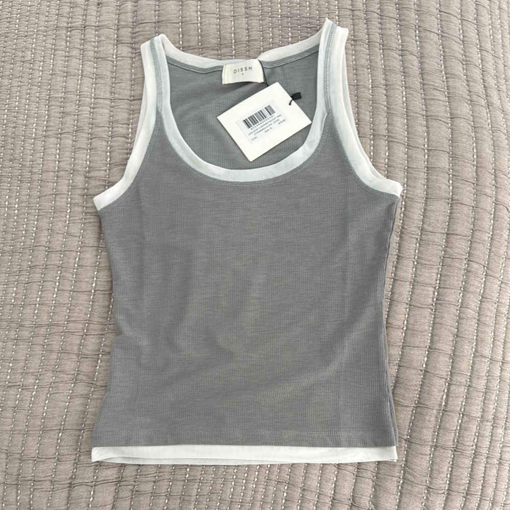 Gray and White Women's Tank Top - DISSH